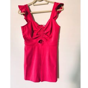Bar III Ruched-Front Flutter Romper HOT PINK 😍✨💖